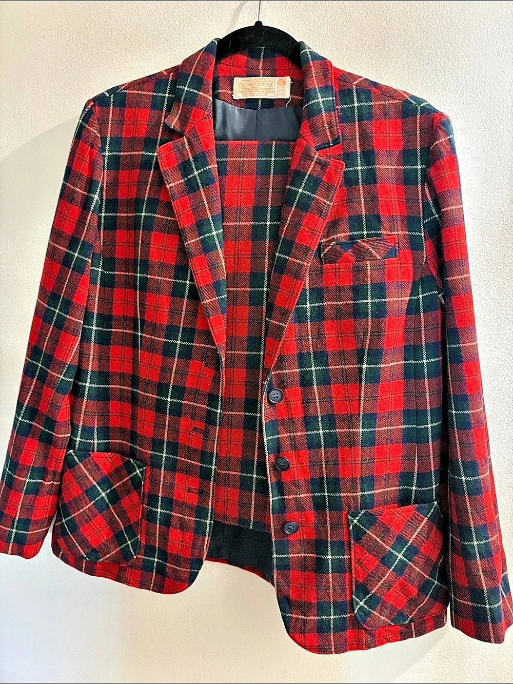 Pendleton Vintage Wool Tartan Plaid Blazer and Skirt Suit Set